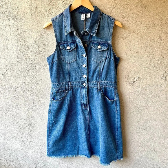 NWOT Joie Sleeveless Denim Dress Size Large - Picture 1 of 6